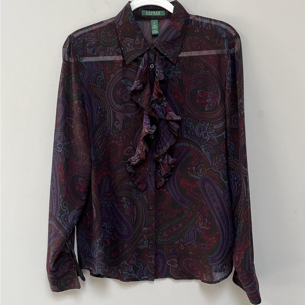 Ralph Lauren Paisley Blouse XL NWOT
